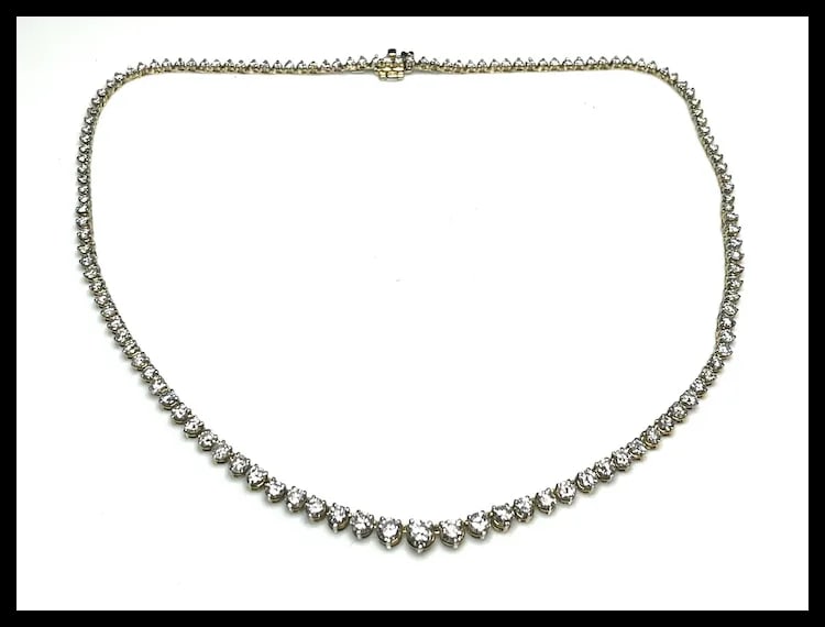 Estate 8.50 Carat Diamond 14k Yellow Gold Tennis Necklace - 8
