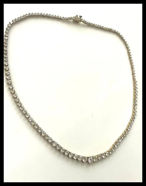Estate 8.50 Carat Diamond 14k Yellow Gold Tennis Necklace - 9