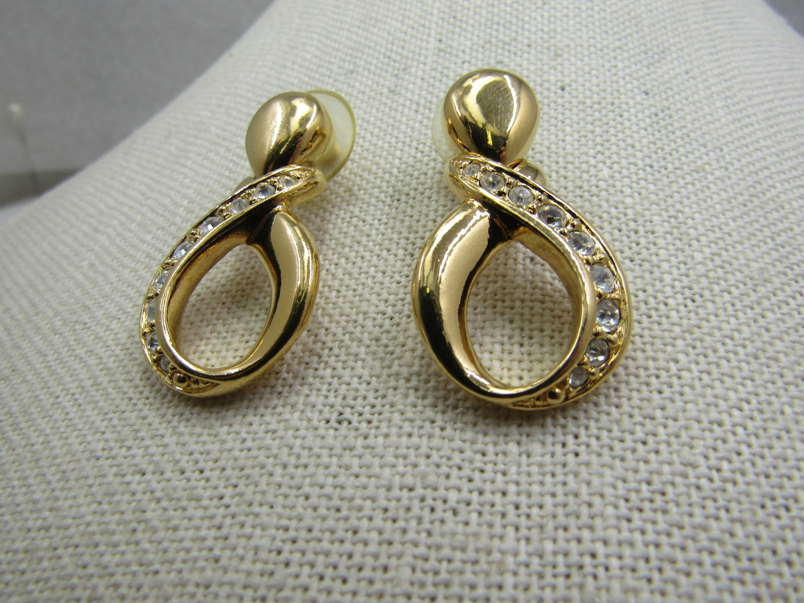 Vintage Avon Rhinestone Figure 8 Earrings, Pierced - 2