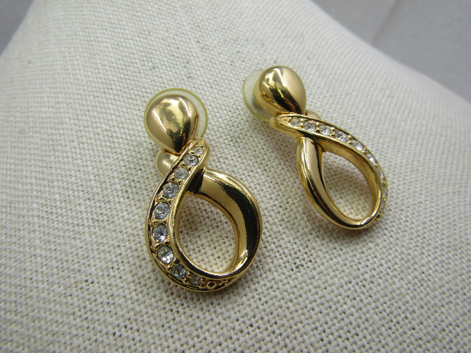 Vintage Avon Rhinestone Figure 8 Earrings, Pierced - 3