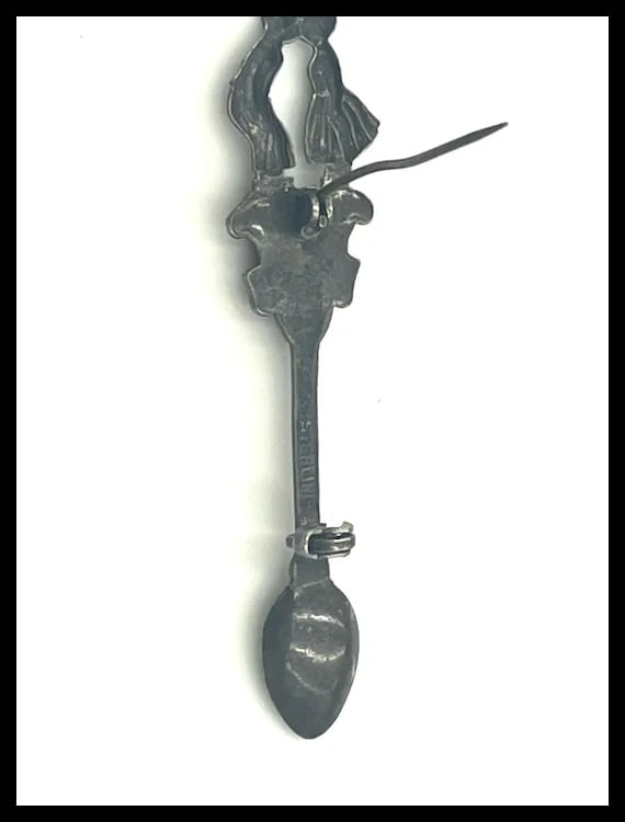 Vintage Sterling Silver Kissing Couple Spoon Brooch/Pin - 5
