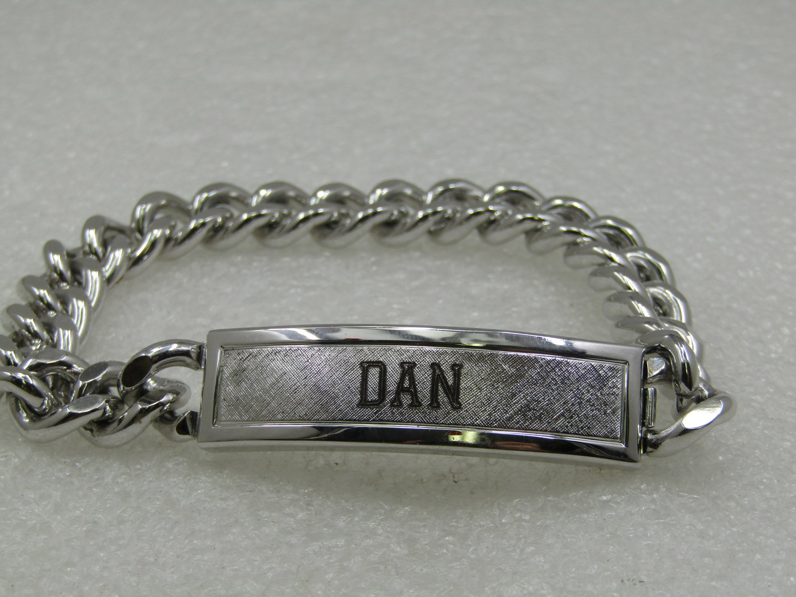 Sterling & Stainless Steel Engraved DAN Men's I.D. Bracelet, 8.25" - 2