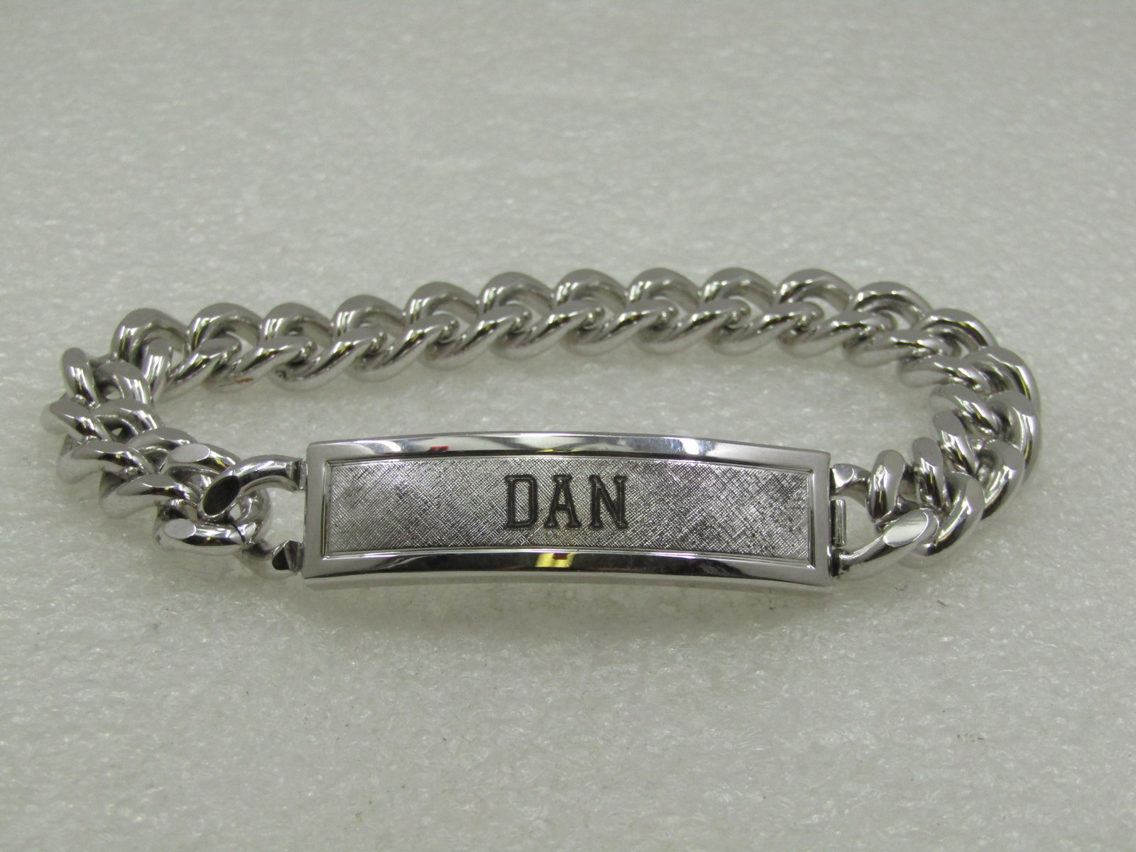 Sterling & Stainless Steel Engraved DAN Men's I.D. Bracelet, 8.25" - 3
