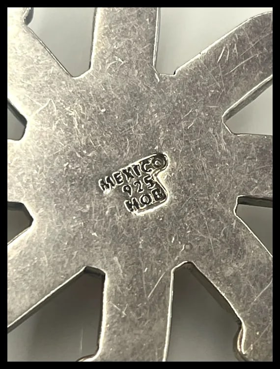 Estate Sun/Flower Mexico Sterling Silver Pendant-HOB - 6