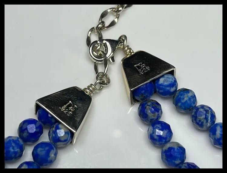 Vintage DTR Jay King Sterling Silver Lapis Lazuli Heart Pendant and Earring Set - 4