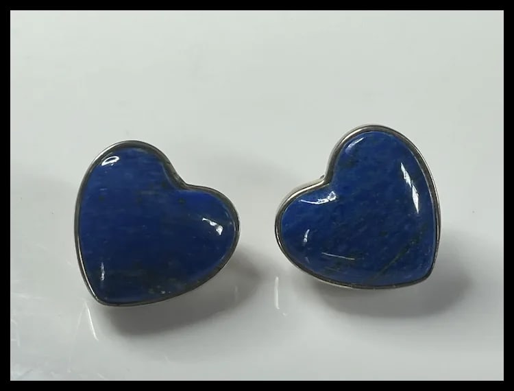 Vintage DTR Jay King Sterling Silver Lapis Lazuli Heart Pendant and Earring Set - 5