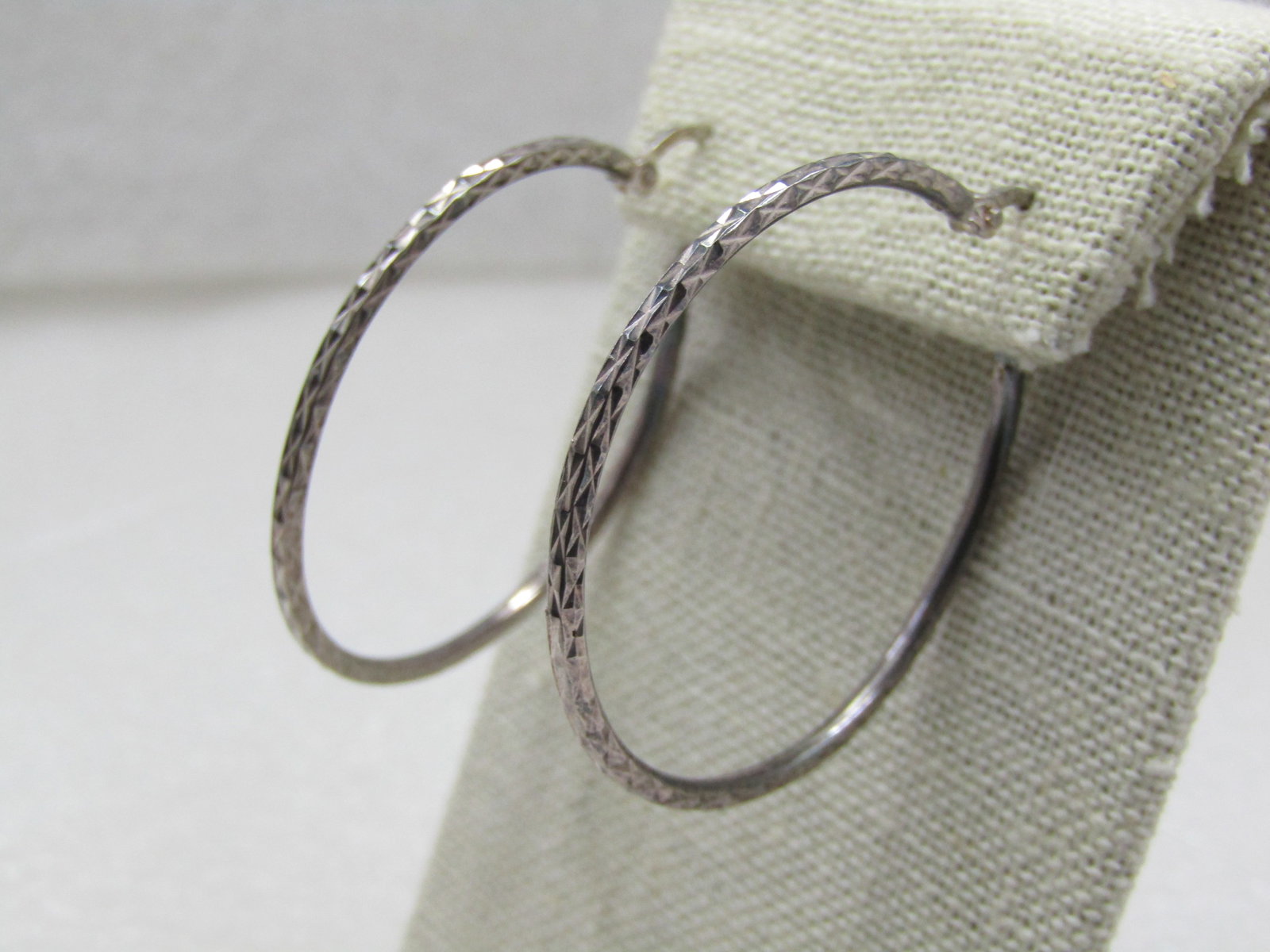 Vintage Silver Notched Hoop Pierced Earrings, 1.75" - 3