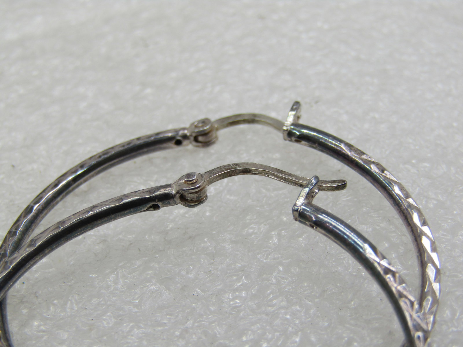 Vintage Silver Notched Hoop Pierced Earrings, 1.75" - 5