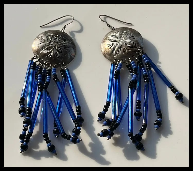 Native American Sterling Silver Beaded Earrings - 3