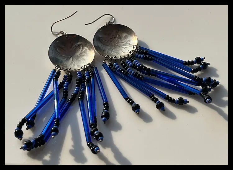 Native American Sterling Silver Beaded Earrings - 5