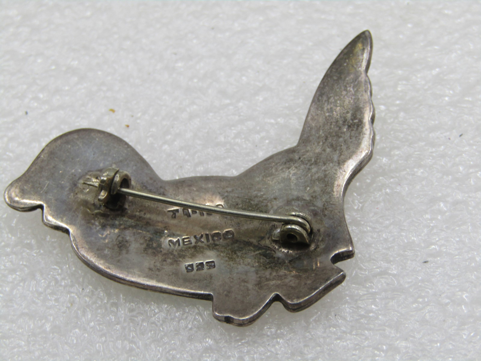 Vintage Sterling Turquoise Bird Brooch, 1960's-1970's, Taxco, Mexico - 6