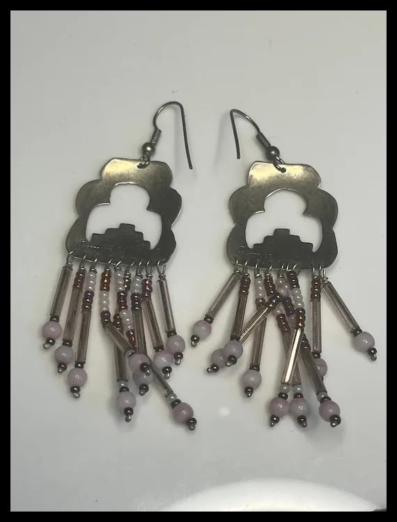 Native American Sterling Silver Beaded Earrings - 3