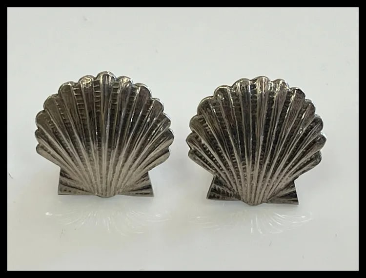 Vintage Sterling Silver Seashell Earrings - 2
