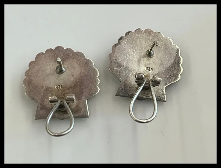 Vintage Sterling Silver Seashell Earrings - 4