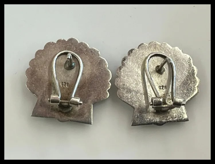 Vintage Sterling Silver Seashell Earrings - 5