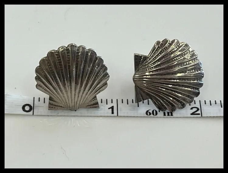 Vintage Sterling Silver Seashell Earrings - 7