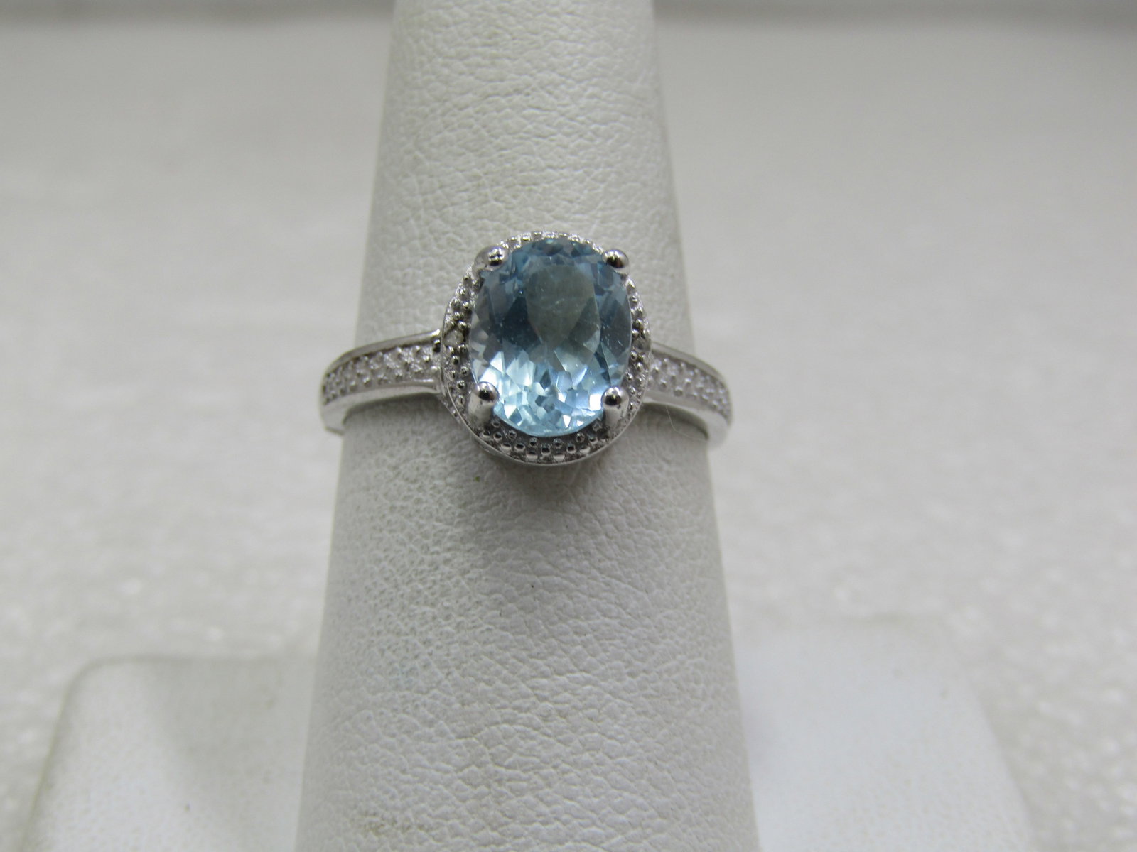 Sterling Blue Topaz 2.5 CTW Ring, Diamond, Sz. 8 (1 of 7)