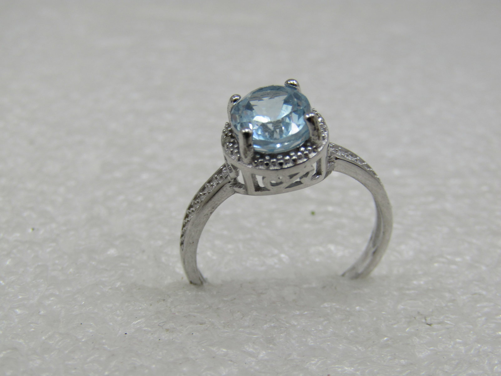 Sterling Blue Topaz 2.5 CTW Ring, Diamond, Sz. 8 - 4