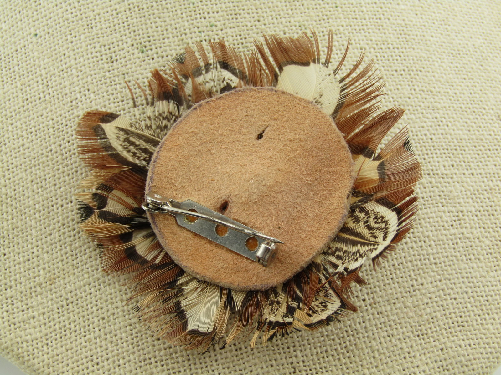 Vintage Feather & Faux Turquoise Brooch, 1970's-1980's - 4