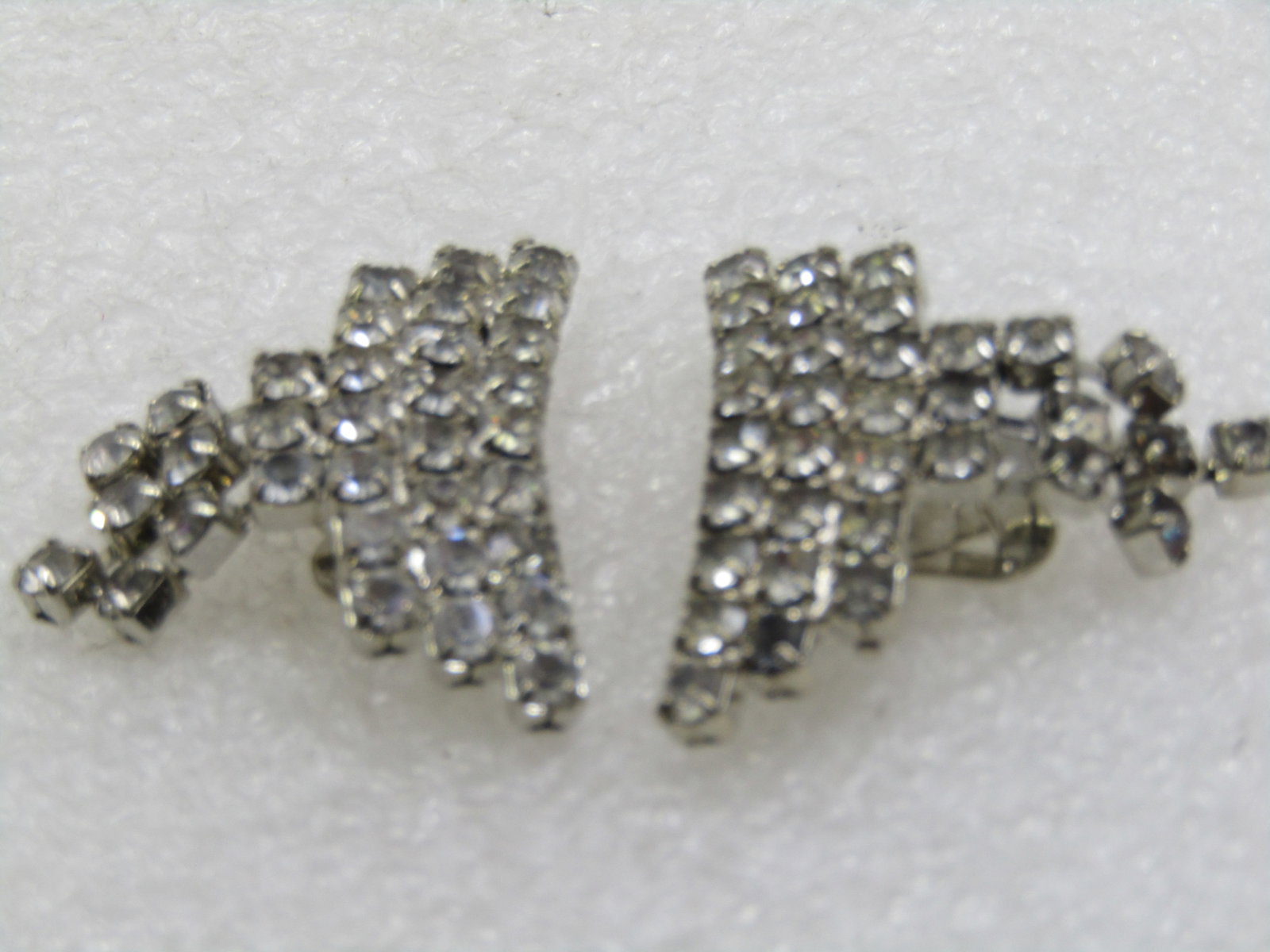 Vintage Rhinestone Shoe Clips, Triple Row and Strand Dangles, 1.25" - 2