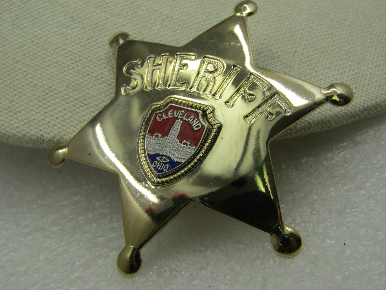 Vintage Enameled Cleveland Sherrif Badge Brooch, 2.75" Signed Fort - 2