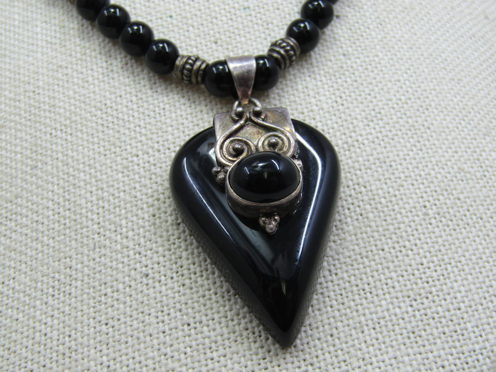 Vintage Sterling & Onyx Bali to Southwestern Necklace, Toggle, 17" - 3