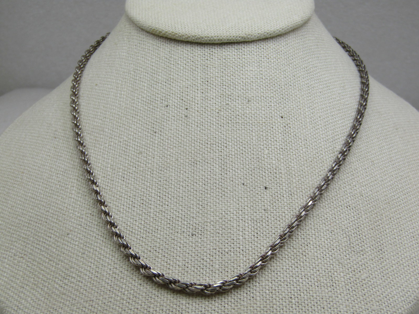 Vintage Sterling Silver Rope Necklace, 18", 3mm, Italy - 2