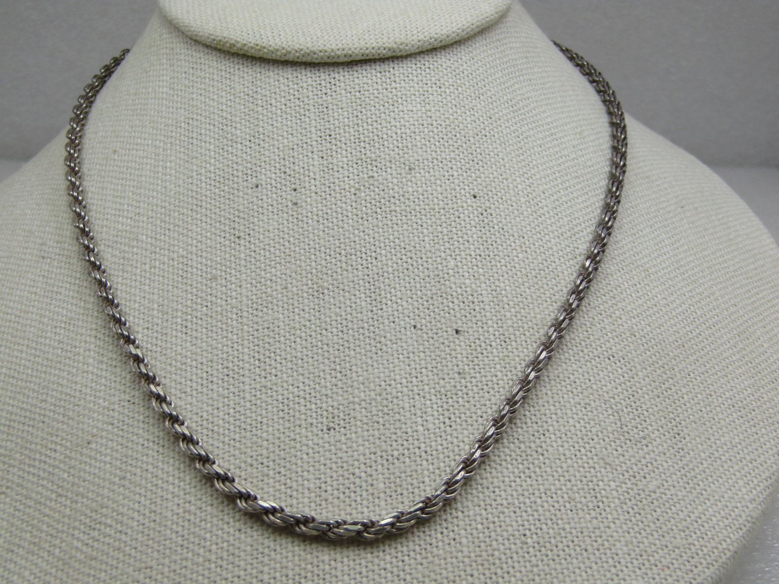 Vintage Sterling Silver Rope Necklace, 18", 3mm, Italy - 3