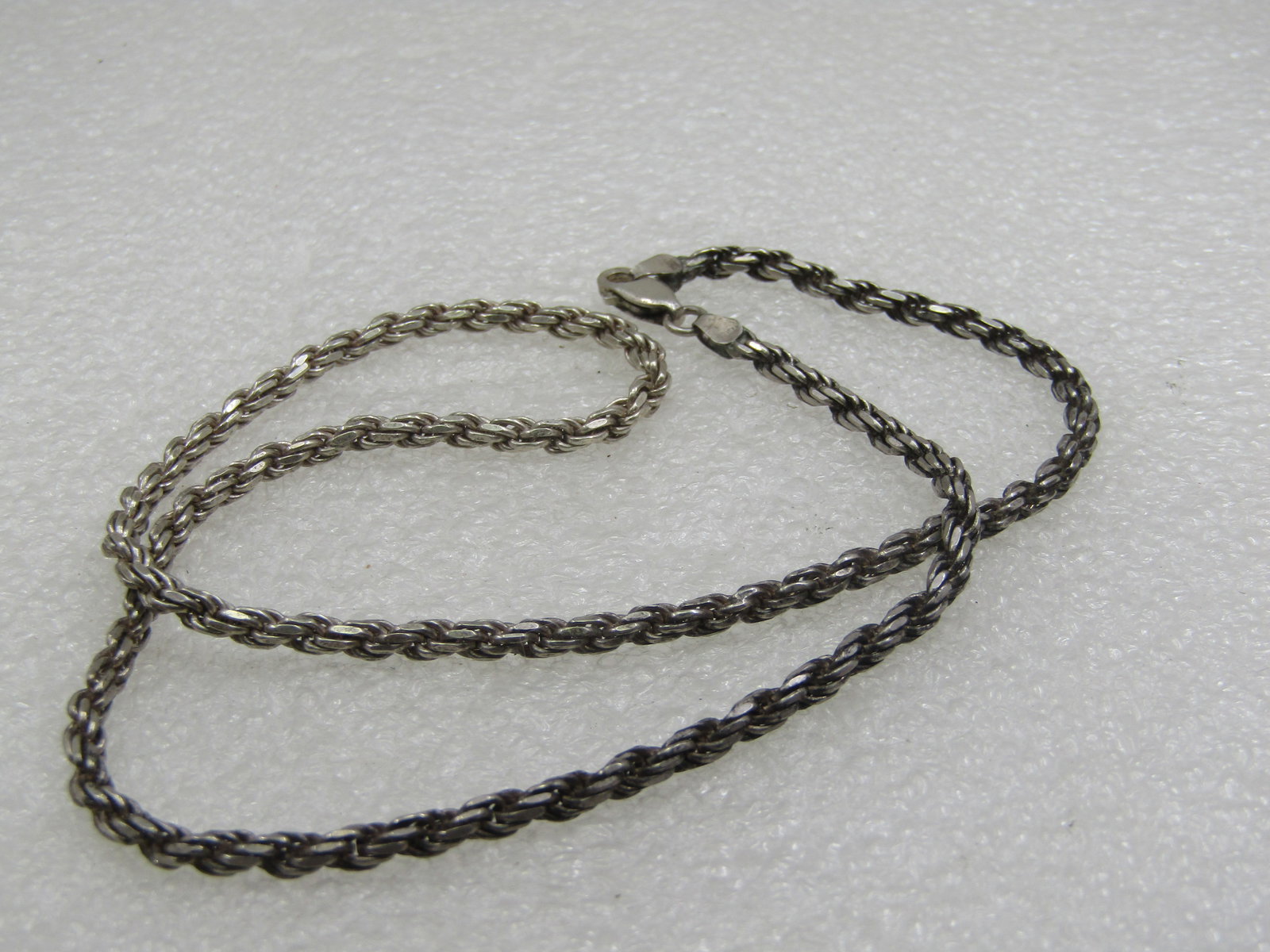 Vintage Sterling Silver Rope Necklace, 18", 3mm, Italy - 5