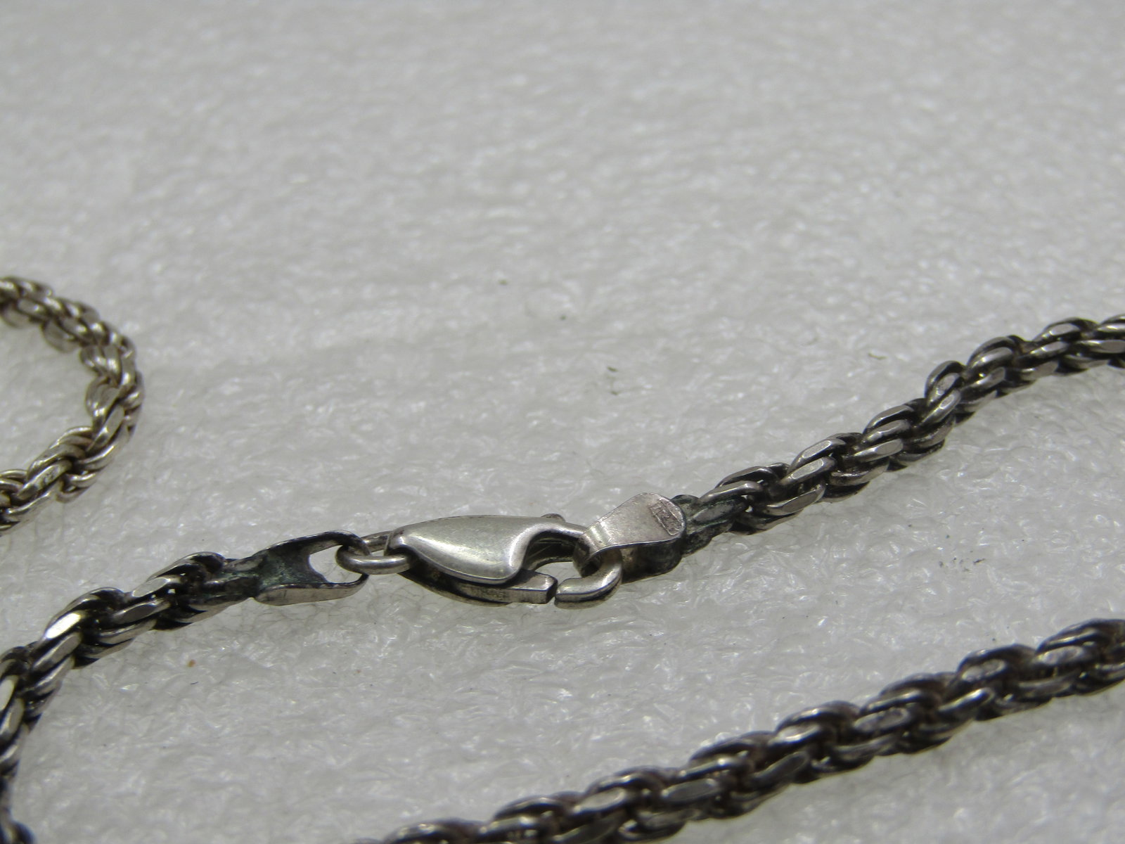 Vintage Sterling Silver Rope Necklace, 18", 3mm, Italy - 7