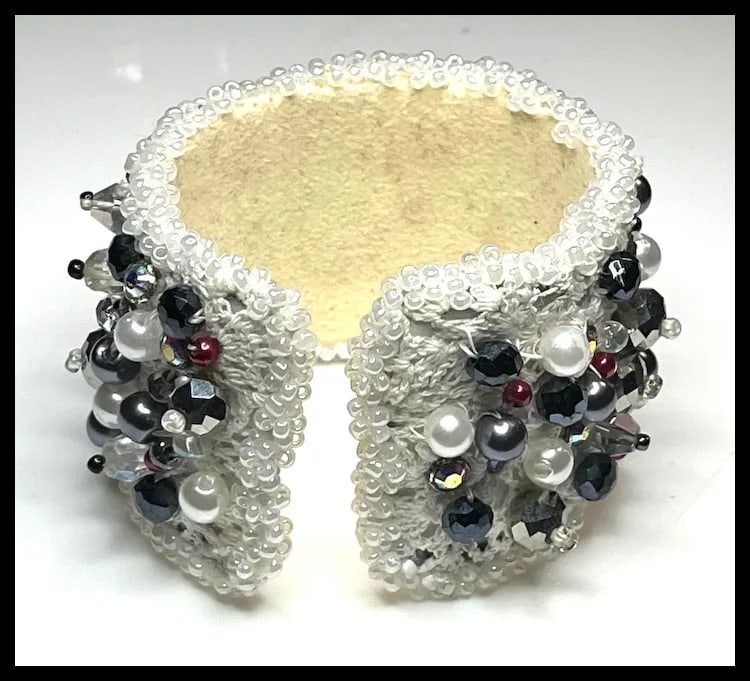 Vintage Handmade Artisan Beaded Elephant Bracelet/Cuff - 7