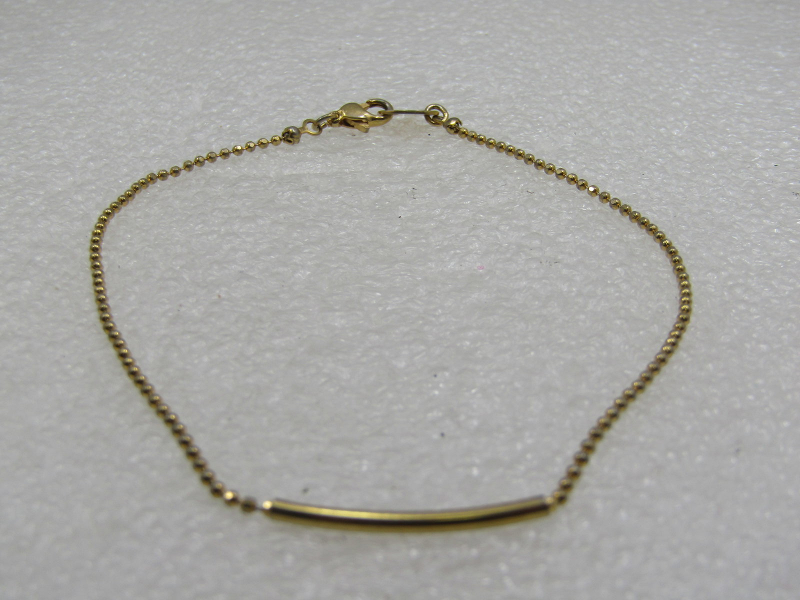 10kt G.F. Ankle Bracelet, Bead Link & Bar Center, 10" - 4