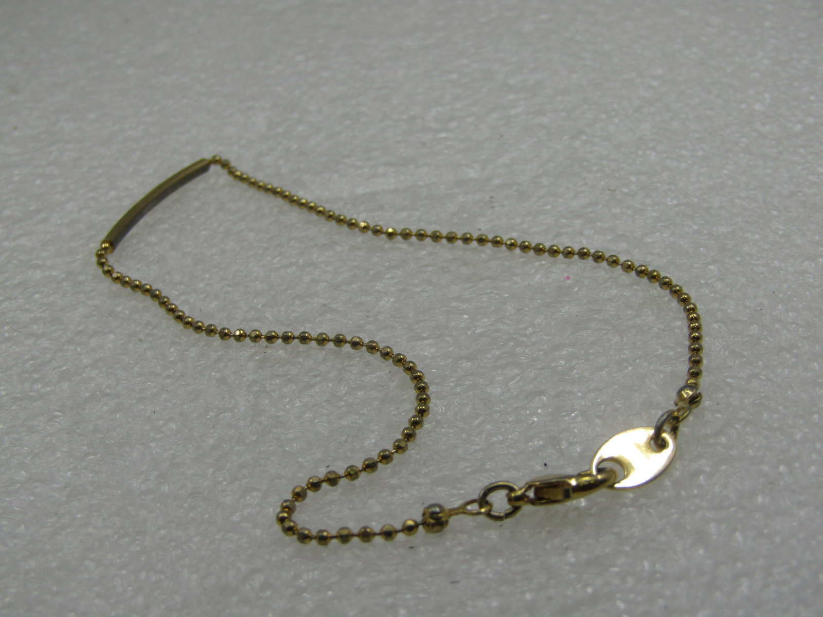 10kt G.F. Ankle Bracelet, Bead Link & Bar Center, 10" - 5