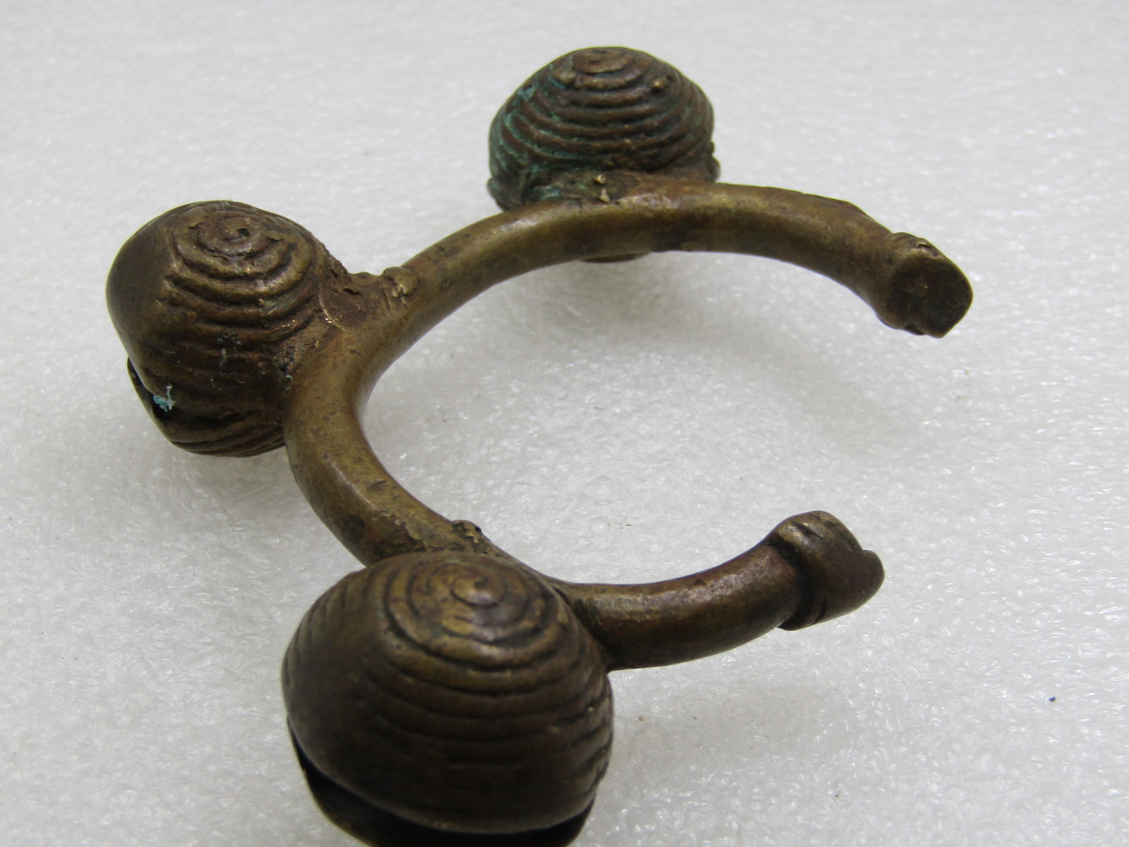 Antique African Tribal Bronze Bell Cuff Bracelet, 6.25" - 4