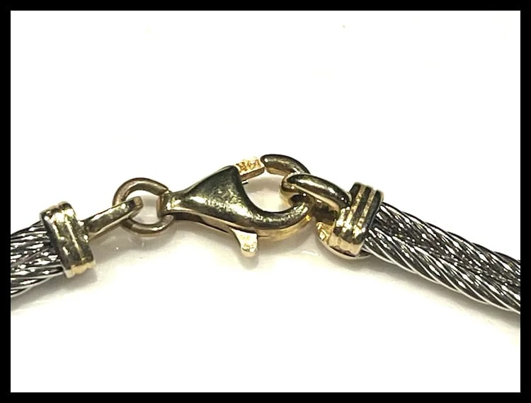 Vintage 14k Two Tone White and Yellow Gold Double Cable and Cuban Curb Link Bracelet - 6
