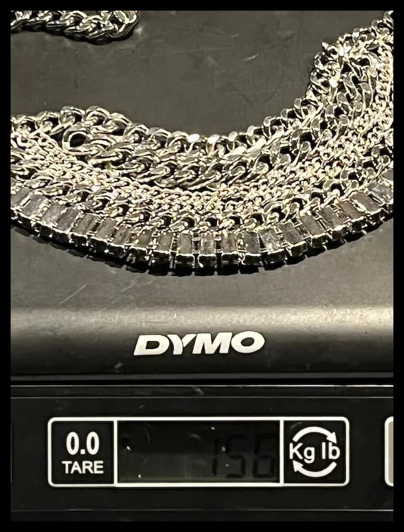 Estate NOBIA Statement Chain and Rhinestone Bib Necklace - 6