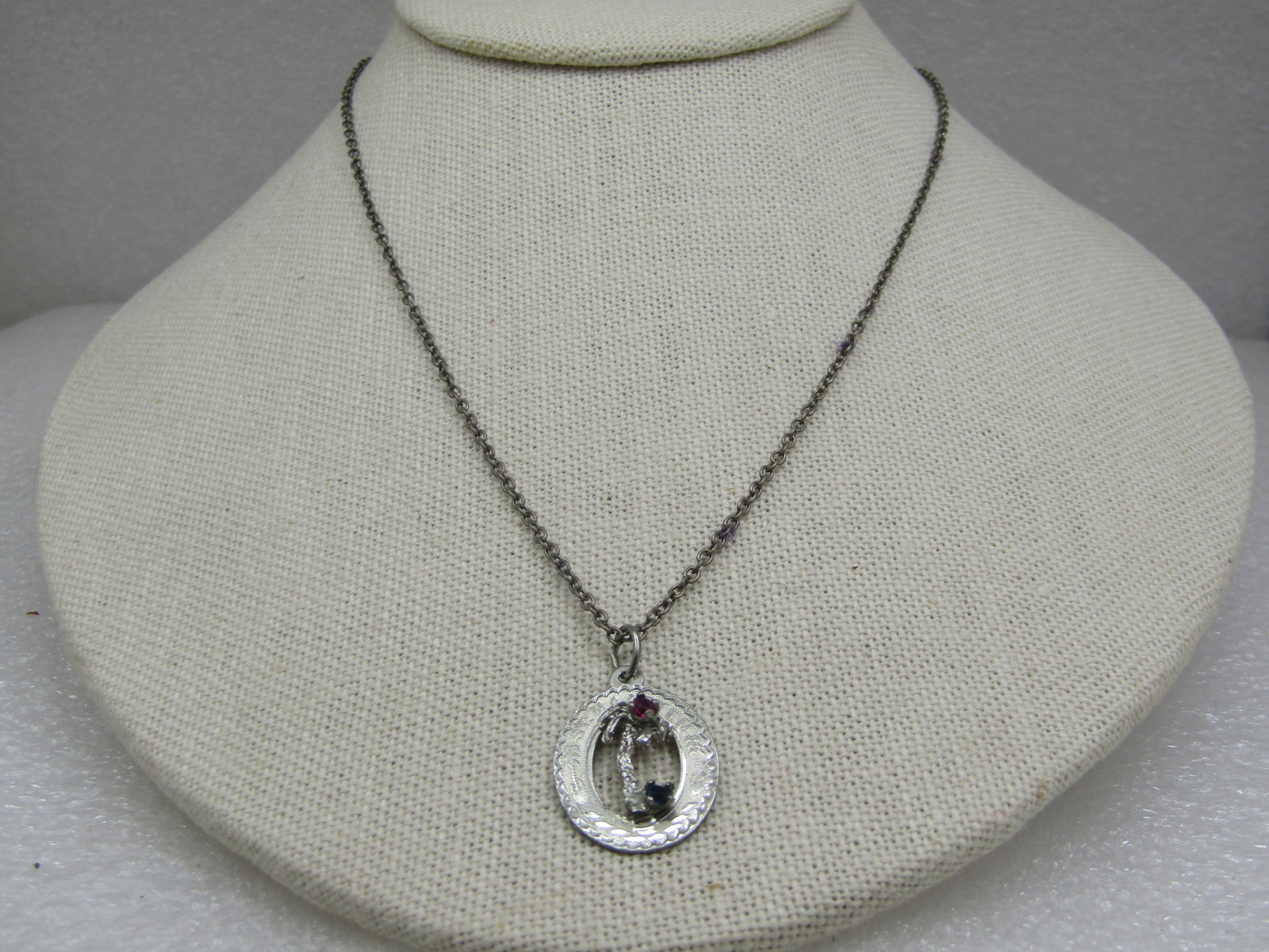 Vintage Sterling St. Martin Charm/Pendant on 19" Chain, Signed Crea Sterling (1 of 6)