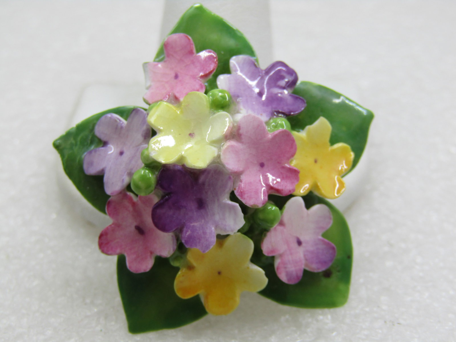 Vintage Porcelain Forget-me-Not Brooch, Cara China, Staffordshire, England - 4