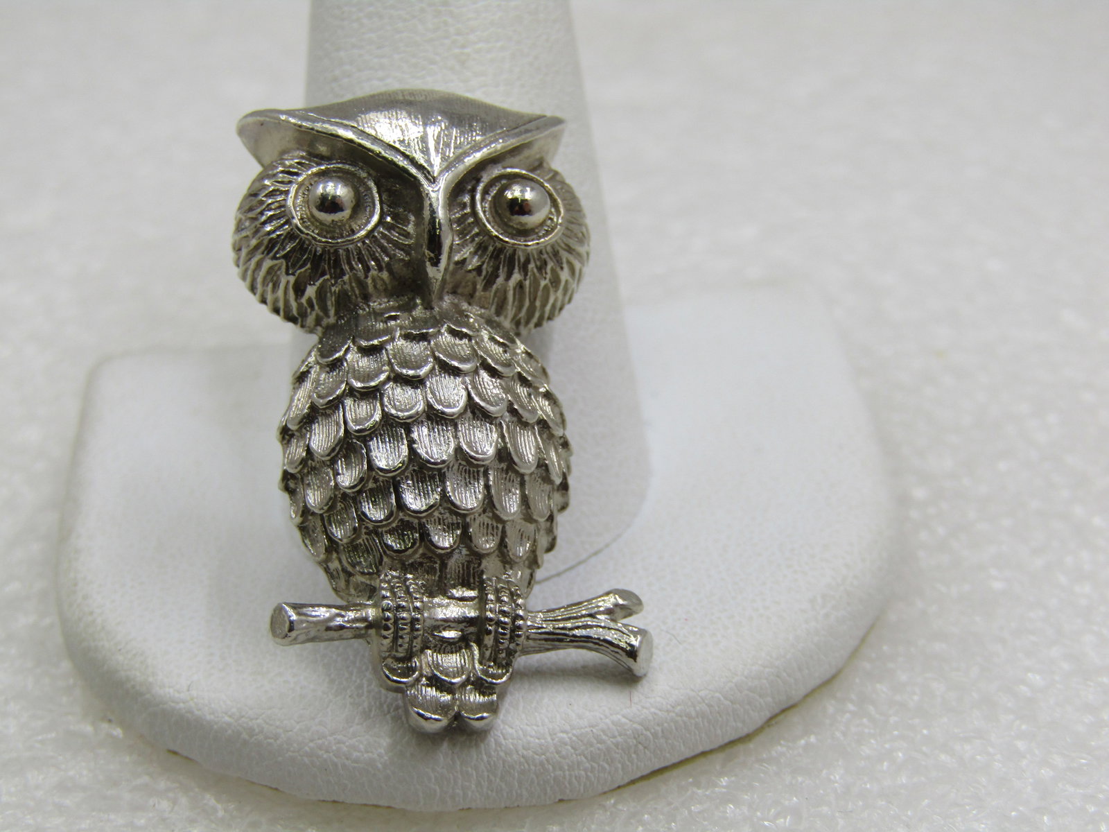 Vintage Owl on Branch Brooch, 1960's-1970's. 1.5" - 2