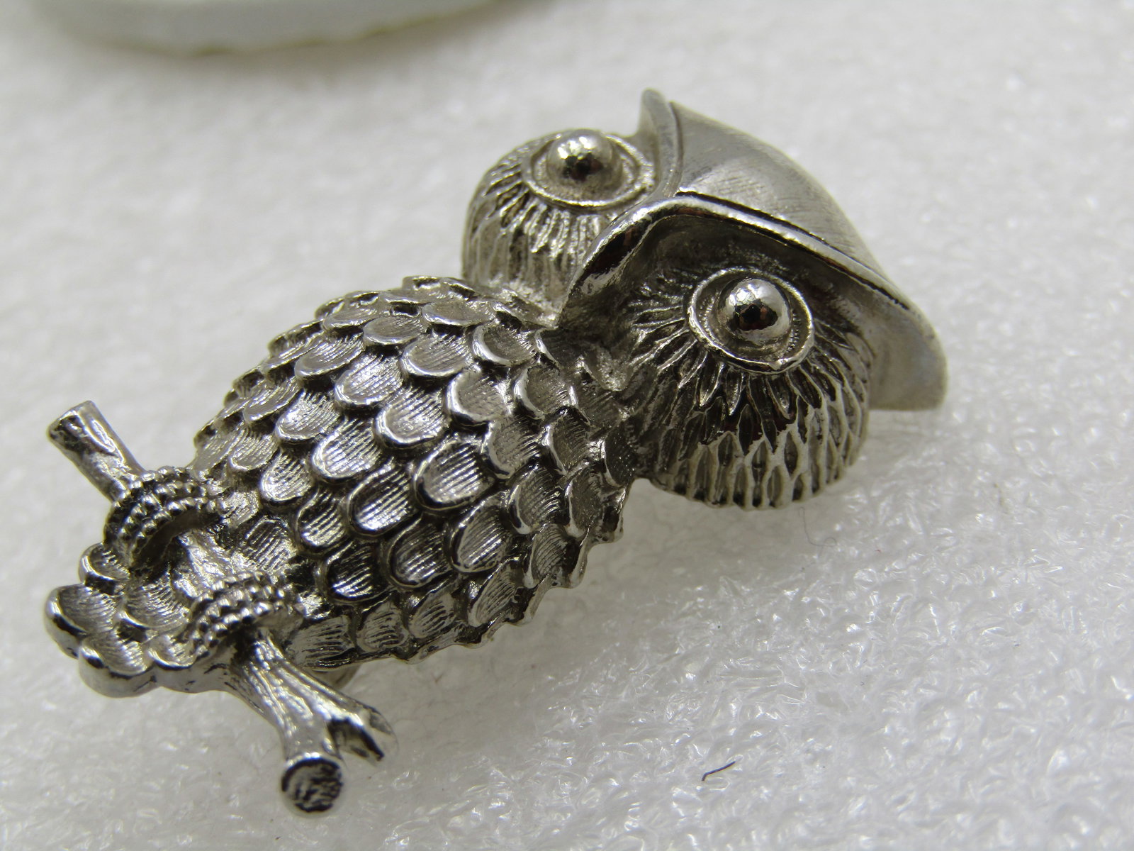 Vintage Owl on Branch Brooch, 1960's-1970's. 1.5" - 5