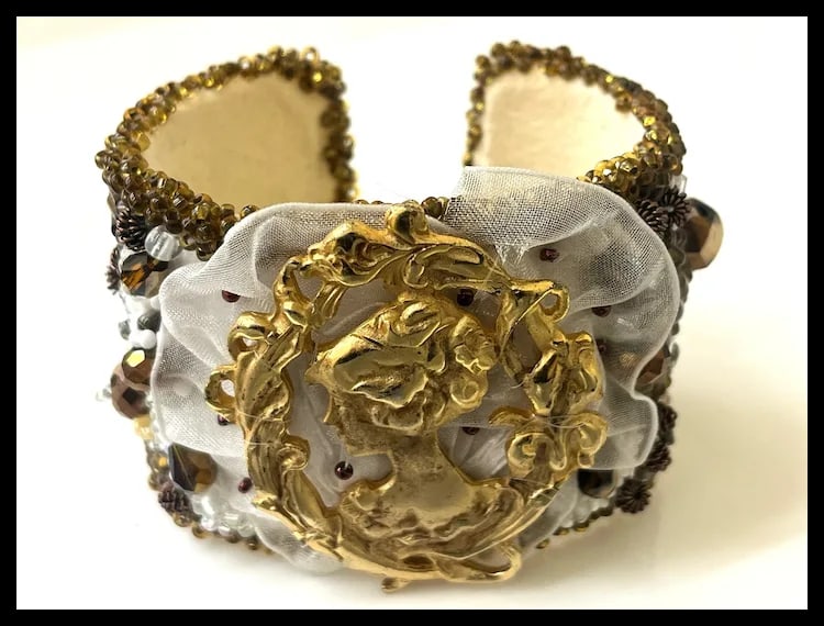 Vintage Handmade Artisan Beaded Bracelet/Cuff - 3