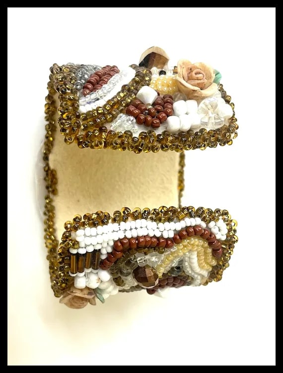 Vintage Handmade Artisan Beaded Bracelet/Cuff - 6
