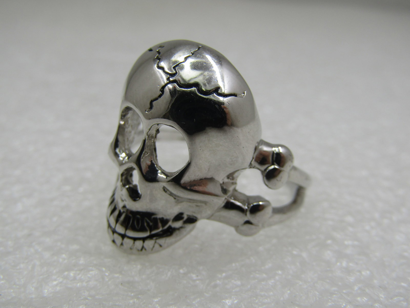 Men's Skull Biker Ring, Sz. 12.5, Silver Tone - 3