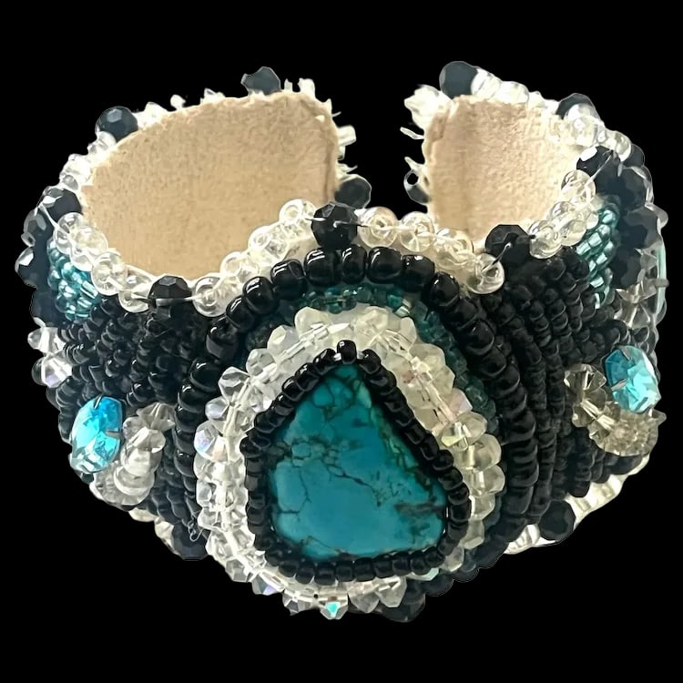 Vintage Handmade Artisan Beaded Bracelet/Cuff (1 of 5)