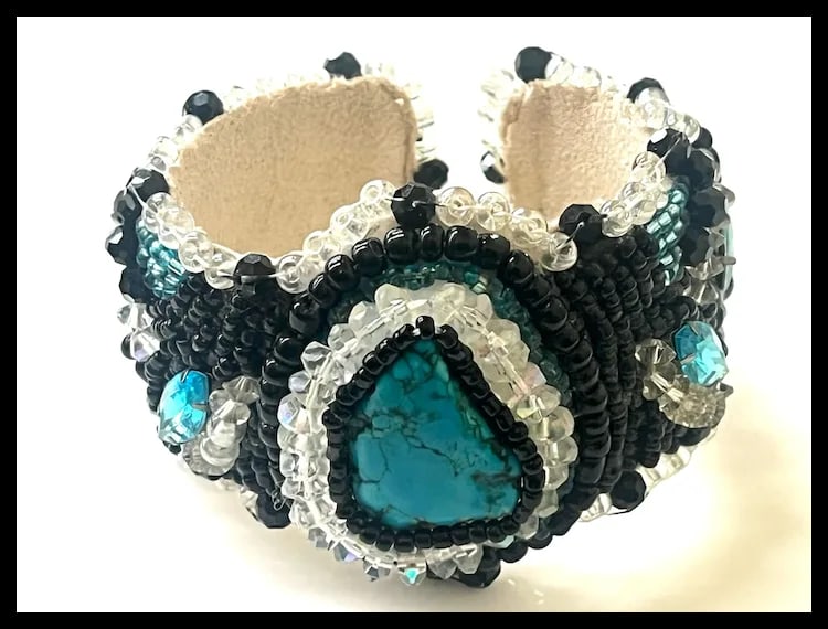Vintage Handmade Artisan Beaded Bracelet/Cuff - 2