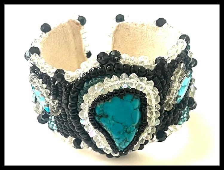 Vintage Handmade Artisan Beaded Bracelet/Cuff - 3