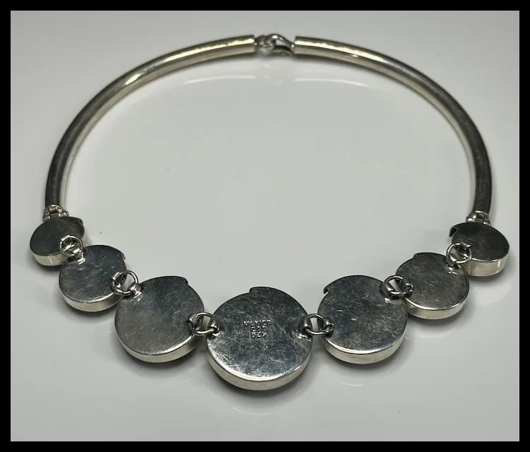 Vintage Mexico CII 925 100g Sterling Silver Spiral Choker/Necklace - 5
