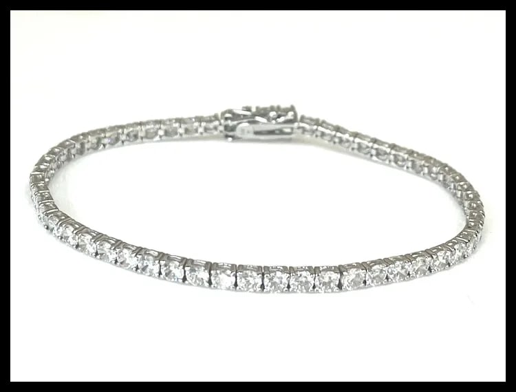 Estate 14k White Gold 3 Carat Diamond Tennis Bracelet - 2