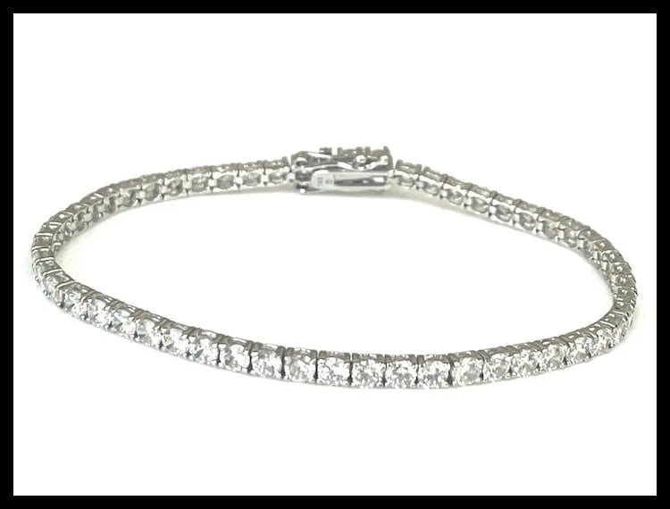 Estate 14k White Gold 3 Carat Diamond Tennis Bracelet - 3