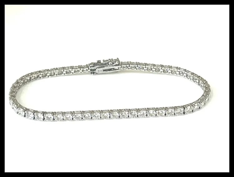 Estate 14k White Gold 3 Carat Diamond Tennis Bracelet - 4